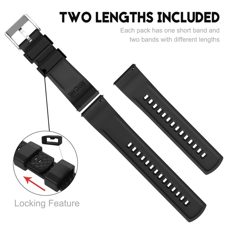 Ritche Christmas Gift 22mm Silicone Watch Band Compatible with Samsung Galaxy Watch 3 (45mm) Samsung Gear S3 Classic Watch Quick Release Rubber Watch Bands for Men Women, White Elephant Gifts, Stocking Stuffers for Men - Image 4